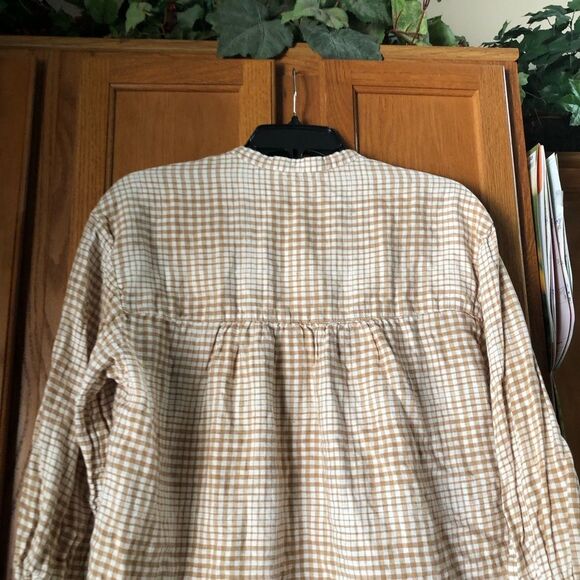 Everlane The Linen Billow Blouse Oversized Gingham Long Sleeve - XS - Picture 11 of 15